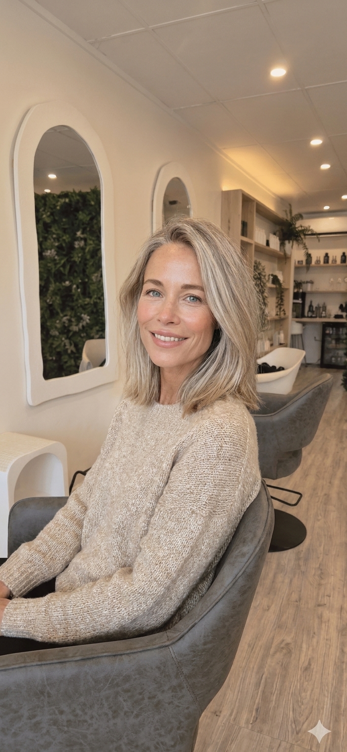 Polished ash blonde lob